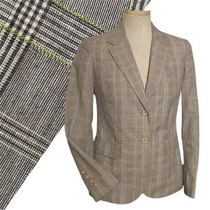 Talbots 100% Cotton/Linen Glen Plaid Blazer/Suit Jacket 4P S Small